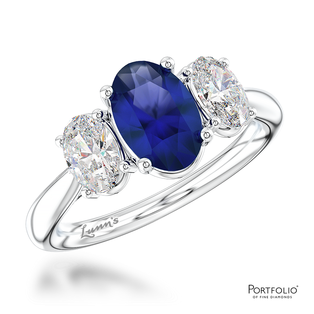 Three Stone 1.49ct Sapphire Platinum Ring