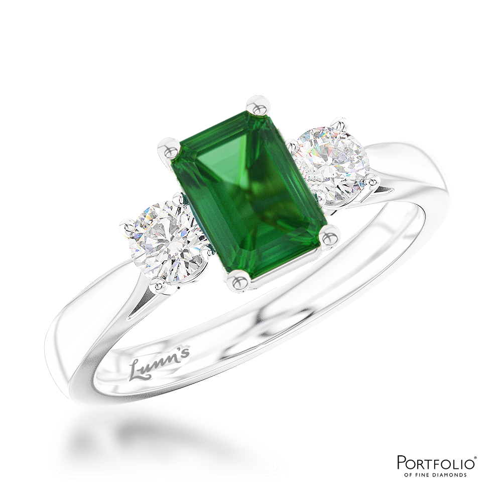 Three Stone 0.69ct Emerald Platinum Ring