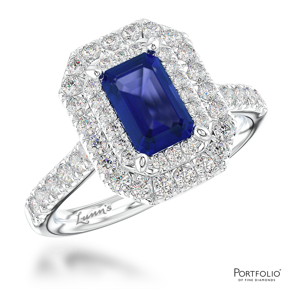 Cluster 0.92ct Sapphire Platinum Ring