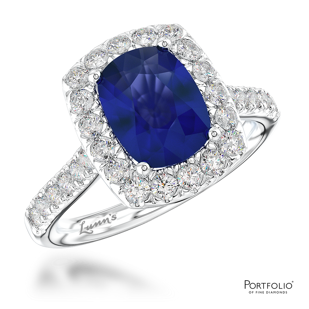 Cluster 0.91ct Sapphire Platinum Ring