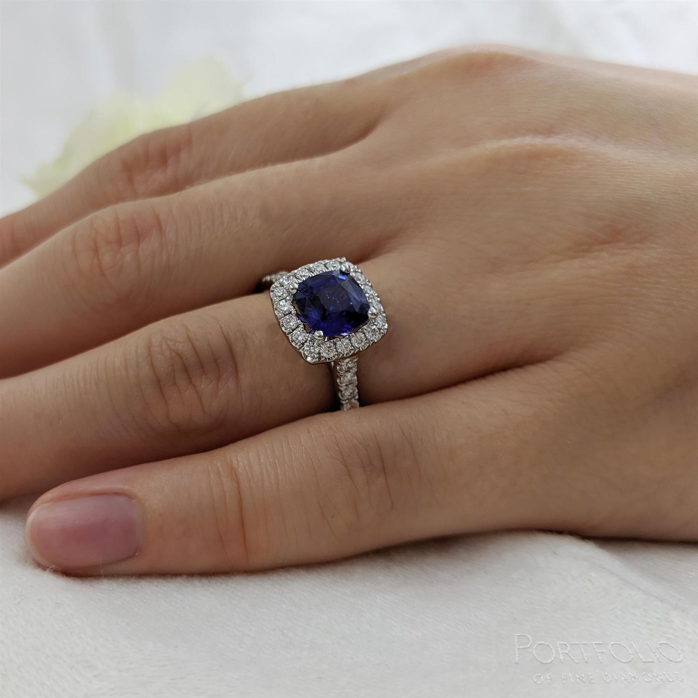 Cluster 1.36ct Sapphire Platinum Ring