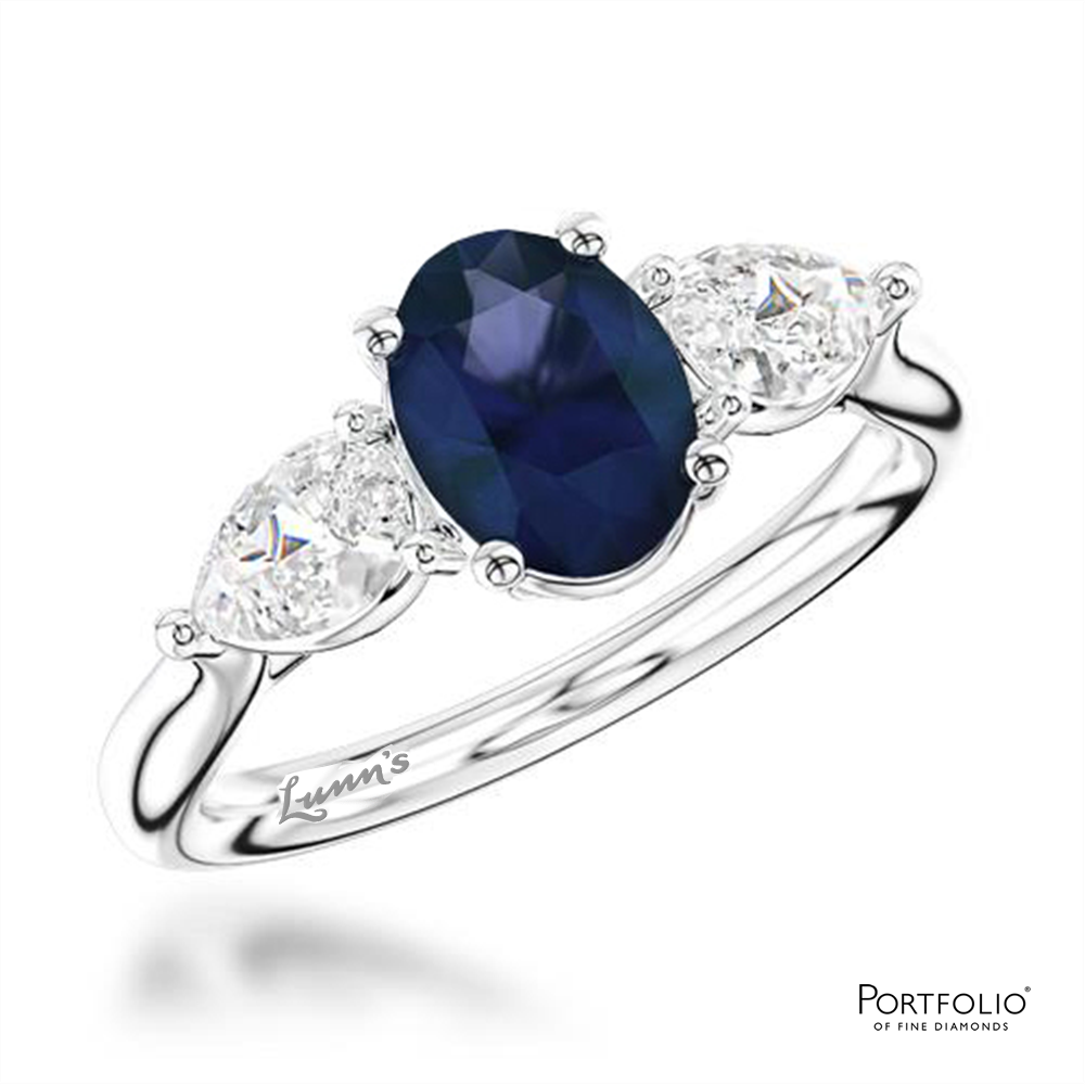 Three Stone 1.32ct Sapphire Platinum Ring