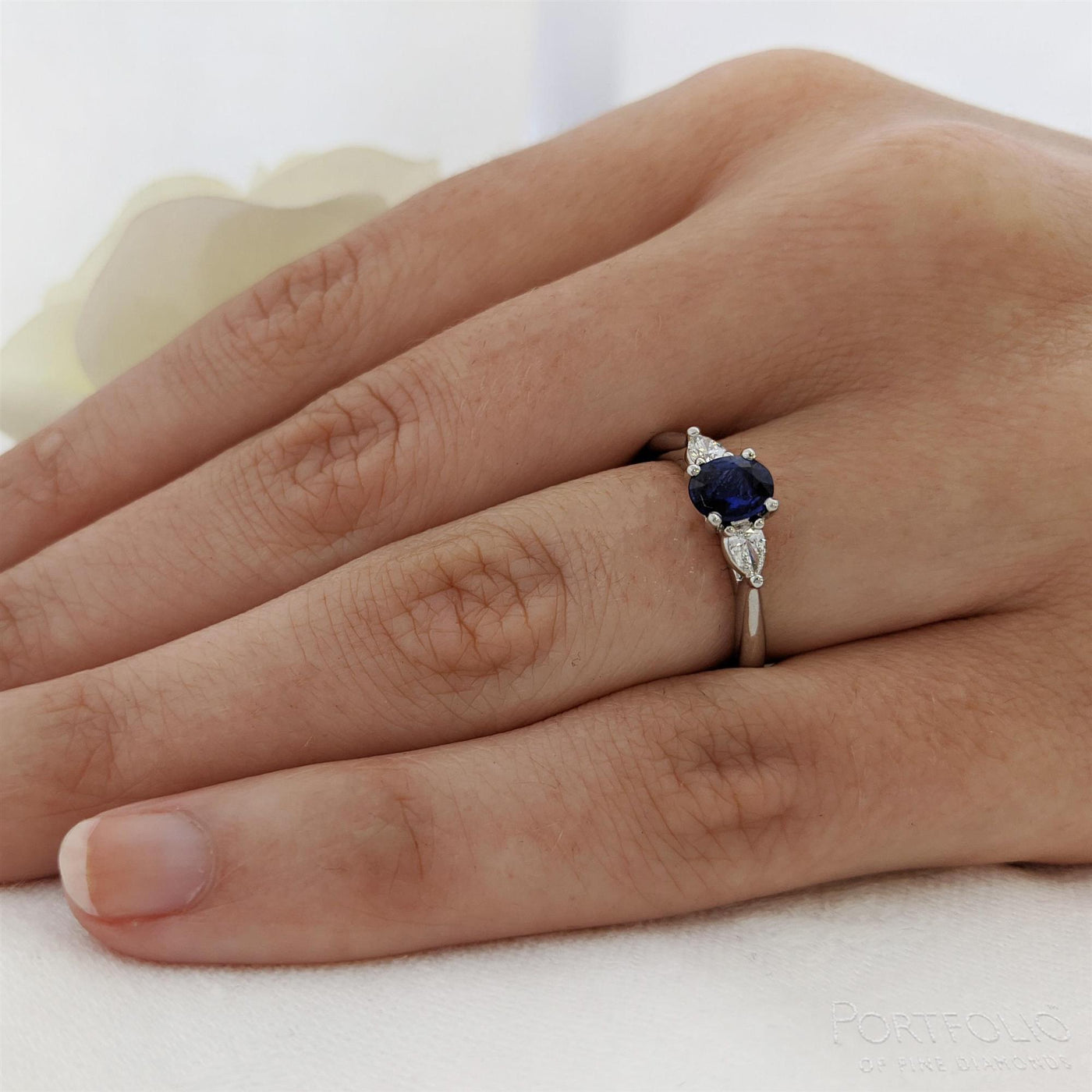 Three Stone 1.17ct Sapphire Platinum Ring