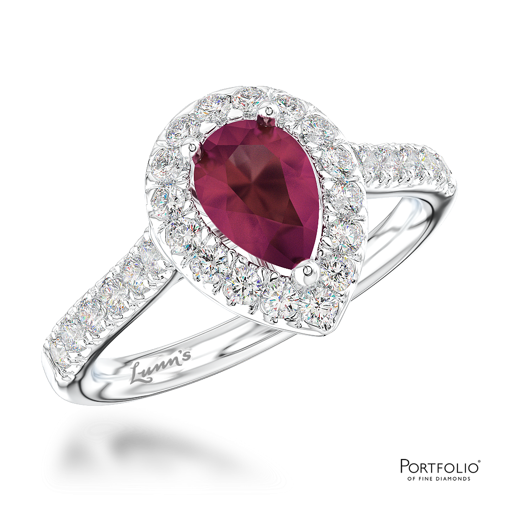 Cluster 0.63ct Ruby Platinum Ring