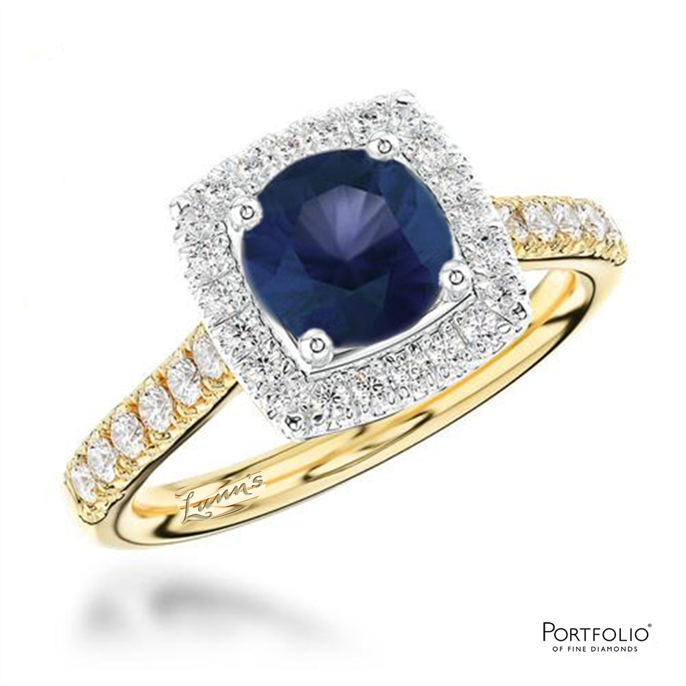 Cluster 0.53ct Sapphire Yellow Gold/Platinum Ring