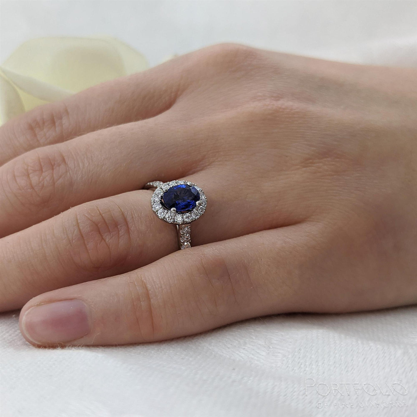 Cluster 0.72ct Sapphire Platinum Ring