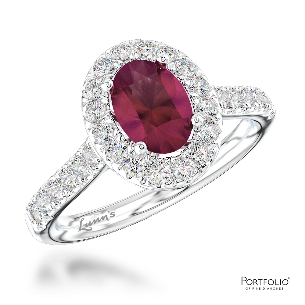 Cluster 0.87ct Ruby Platinum Ring