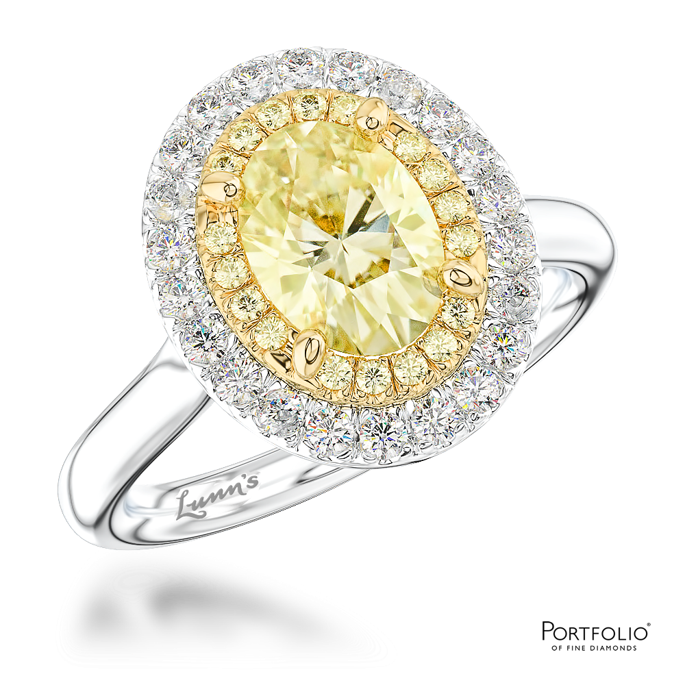 Cluster 0.39ct Fancy Yellow VS1 Yellow Diamond Platinum/Yellow Ring