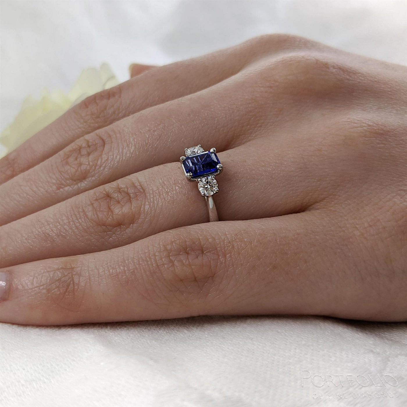 Three Stone 1.43ct Sapphire Platinum Ring