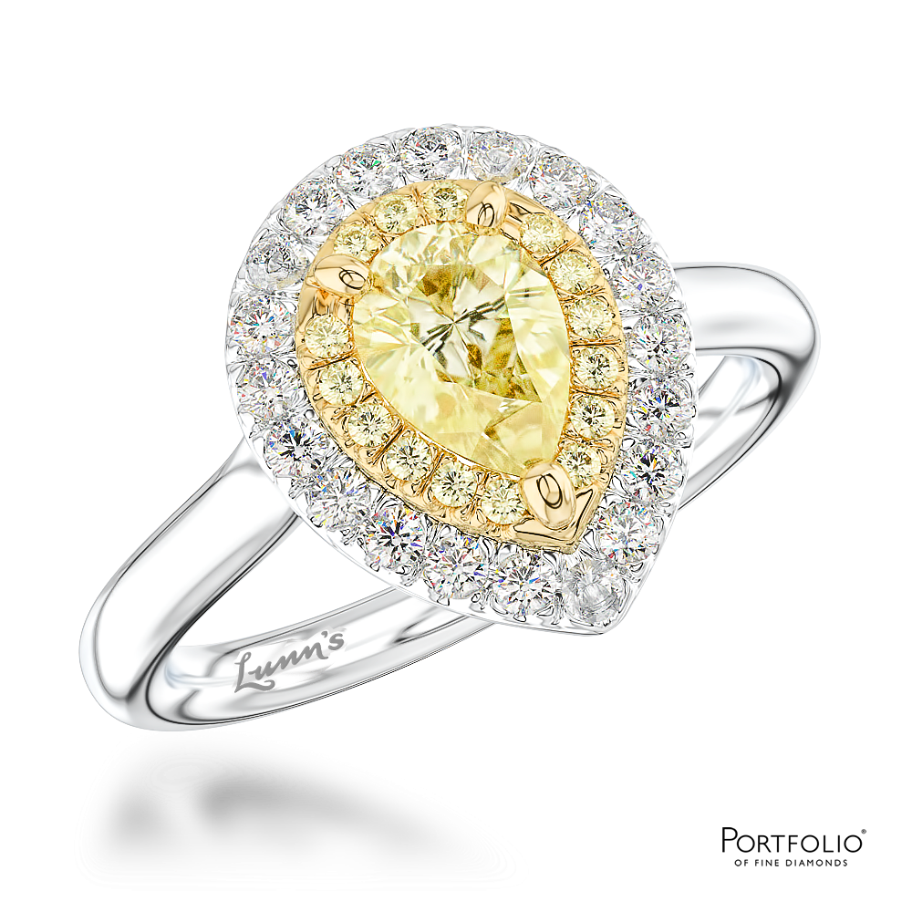 Cluster 0.70ct Fancy Yellow VVS2 Yellow Diamond Platinum/Yellow Ring