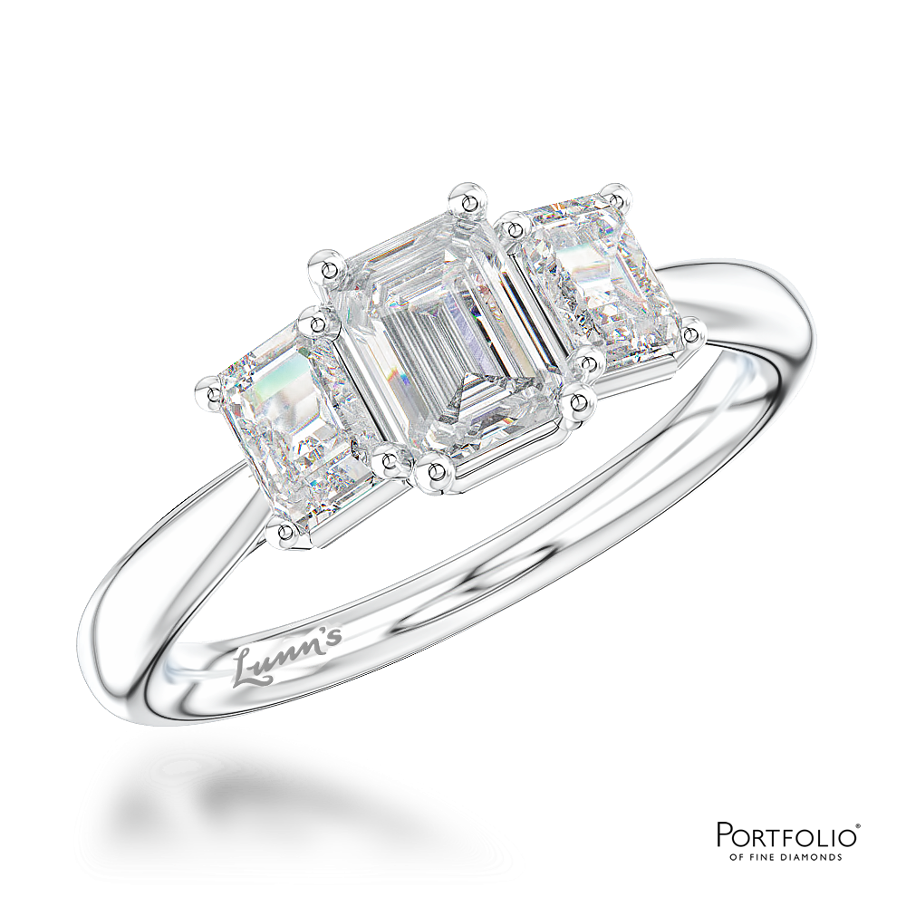 Three Stone 0.90ct F VS1 Diamond Platinum Ring