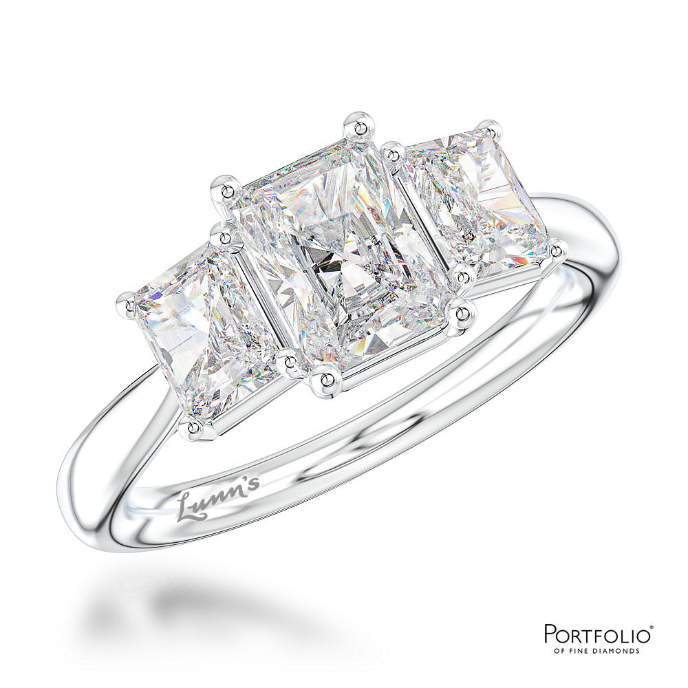 Three Stone 0.90ct G VS2 Diamond Platinum Ring