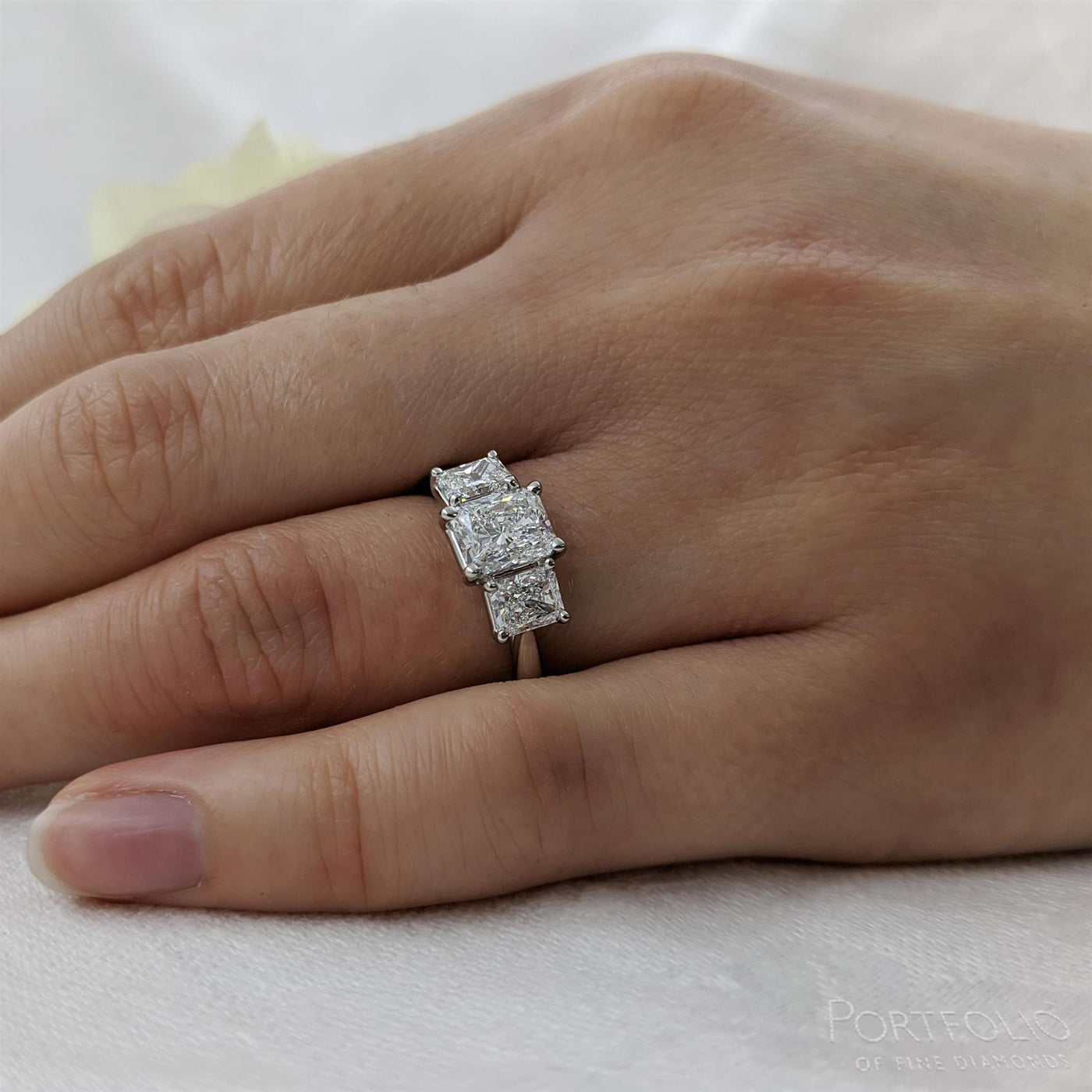 Three Stone 0.70ct E SI1 Diamond Platinum Ring