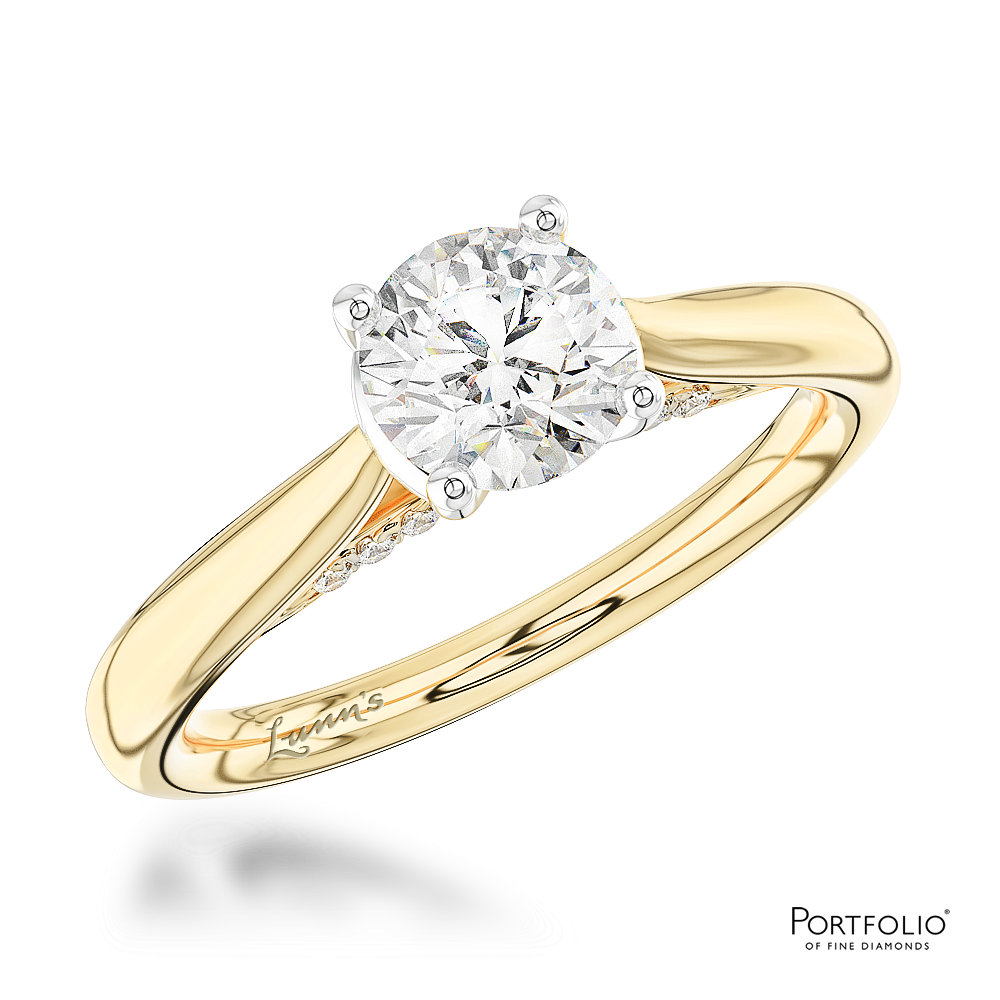 Solitaire 0.70ct F SI1 Diamond Yellow Gold/Platinum Ring