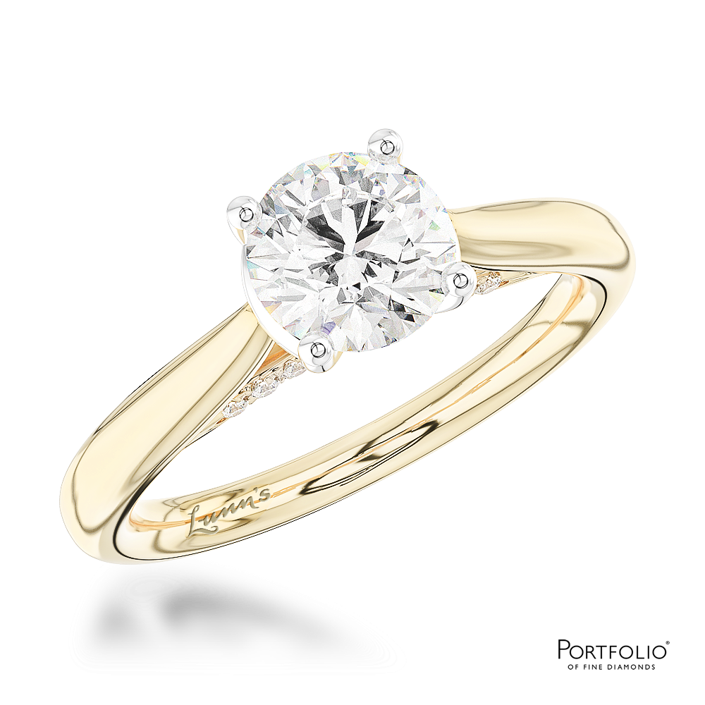 Solitaire 0.90ct F SI1 Diamond Yellow Gold/Platinum Ring