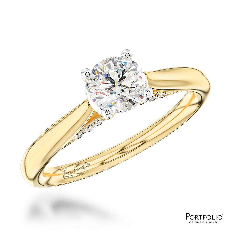 Solitaire 0.51ct F SI2 Diamond Yellow Gold/Platinum Ring