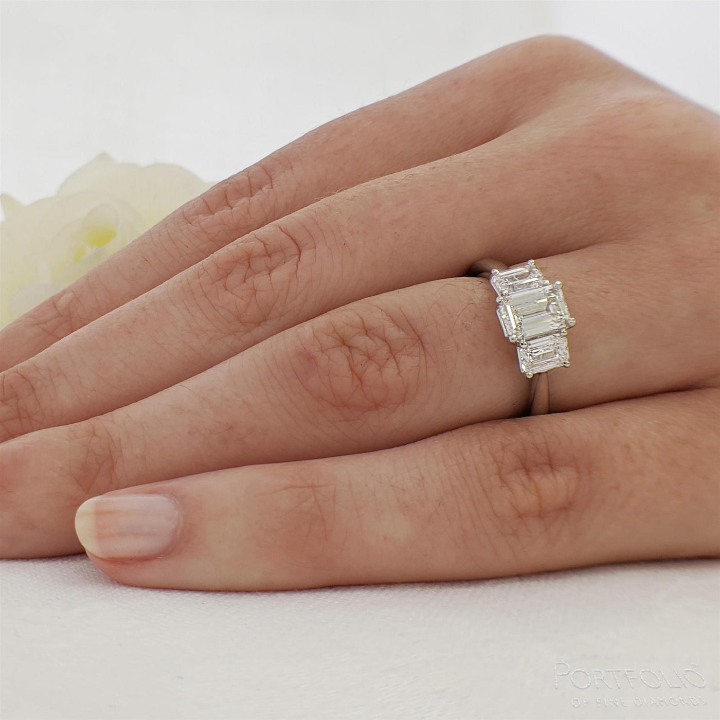 Three Stone 0.93ct E SI1 Diamond Platinum Ring