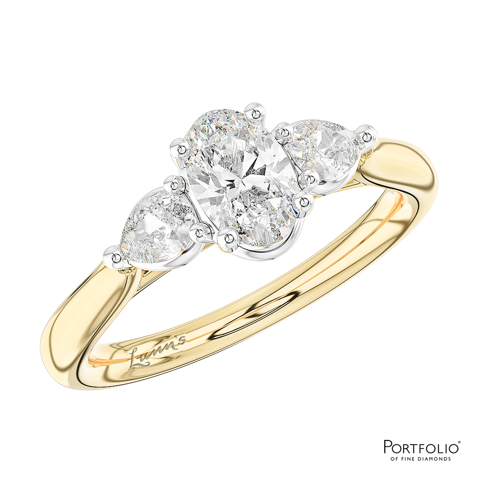 Three Stone 0.50ct D SI1 Diamond Yellow Gold/Platinum Ring