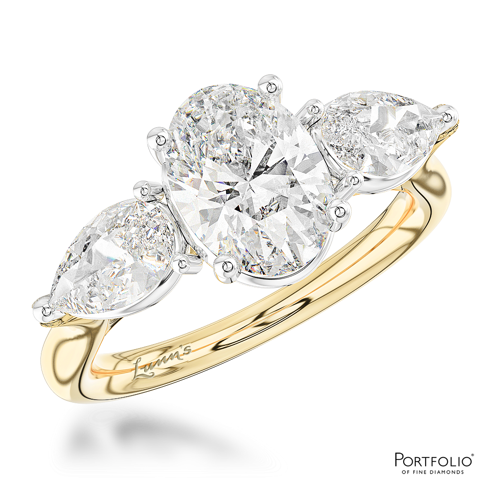 Three Stone 0.90ct F SI1 Diamond Yellow Gold/Platinum Ring