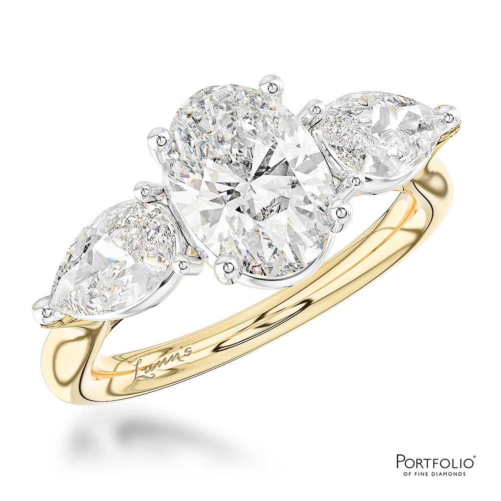 Three Stone 1.01ct E SI1 Diamond Yellow Gold/Platinum Ring