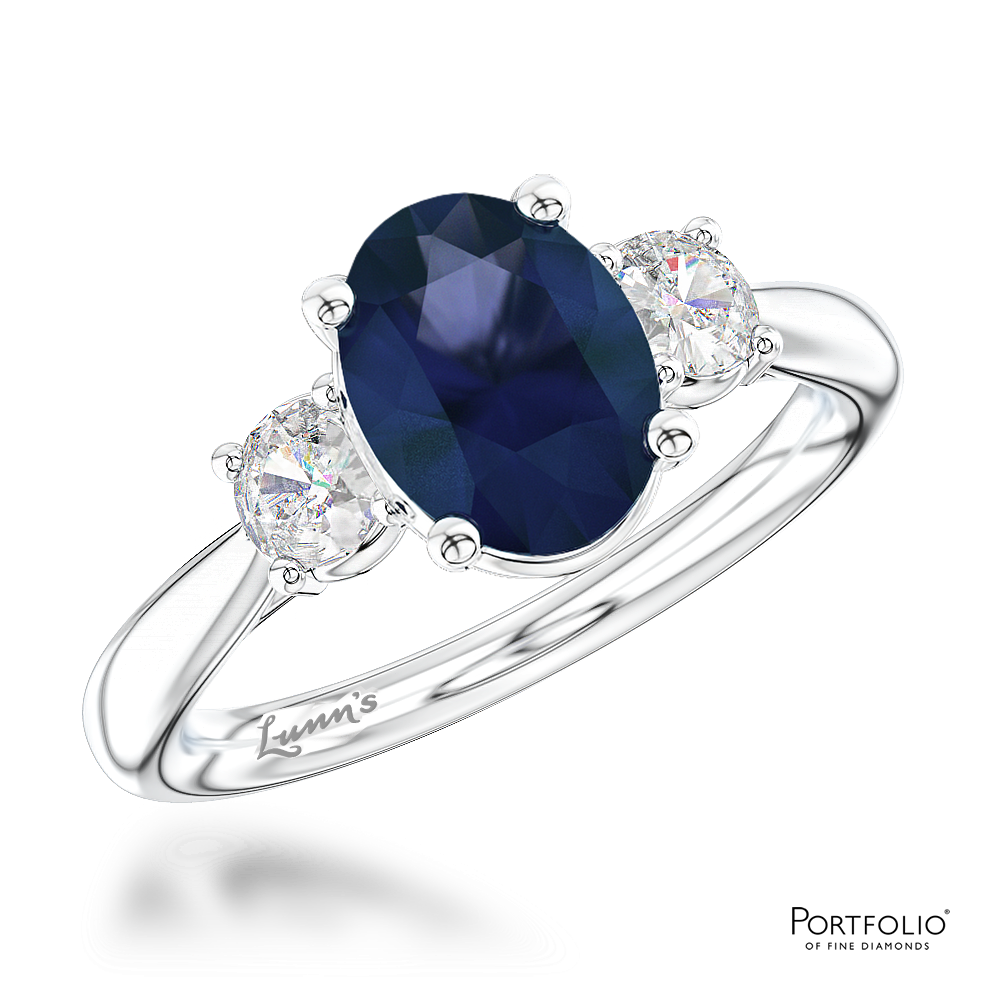 Three Stone 1.89ct Sapphire Platinum Ring