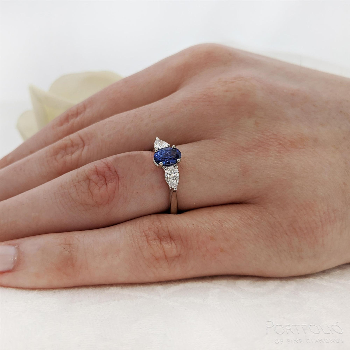 Three Stone 1.32ct Sapphire Platinum Ring