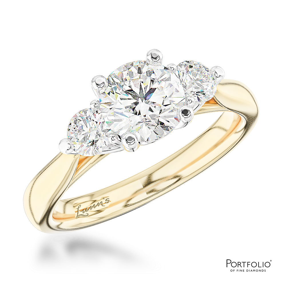 Three Stone 0.60ct G VS2 Diamond Yellow Gold/Platinum Ring