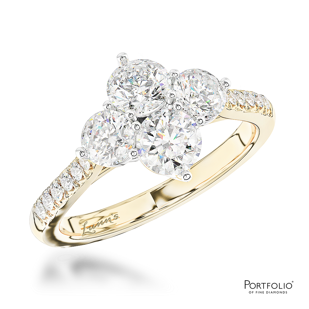 Cluster 1.00ct G SI1 Diamond Yellow Gold/Platinum Ring