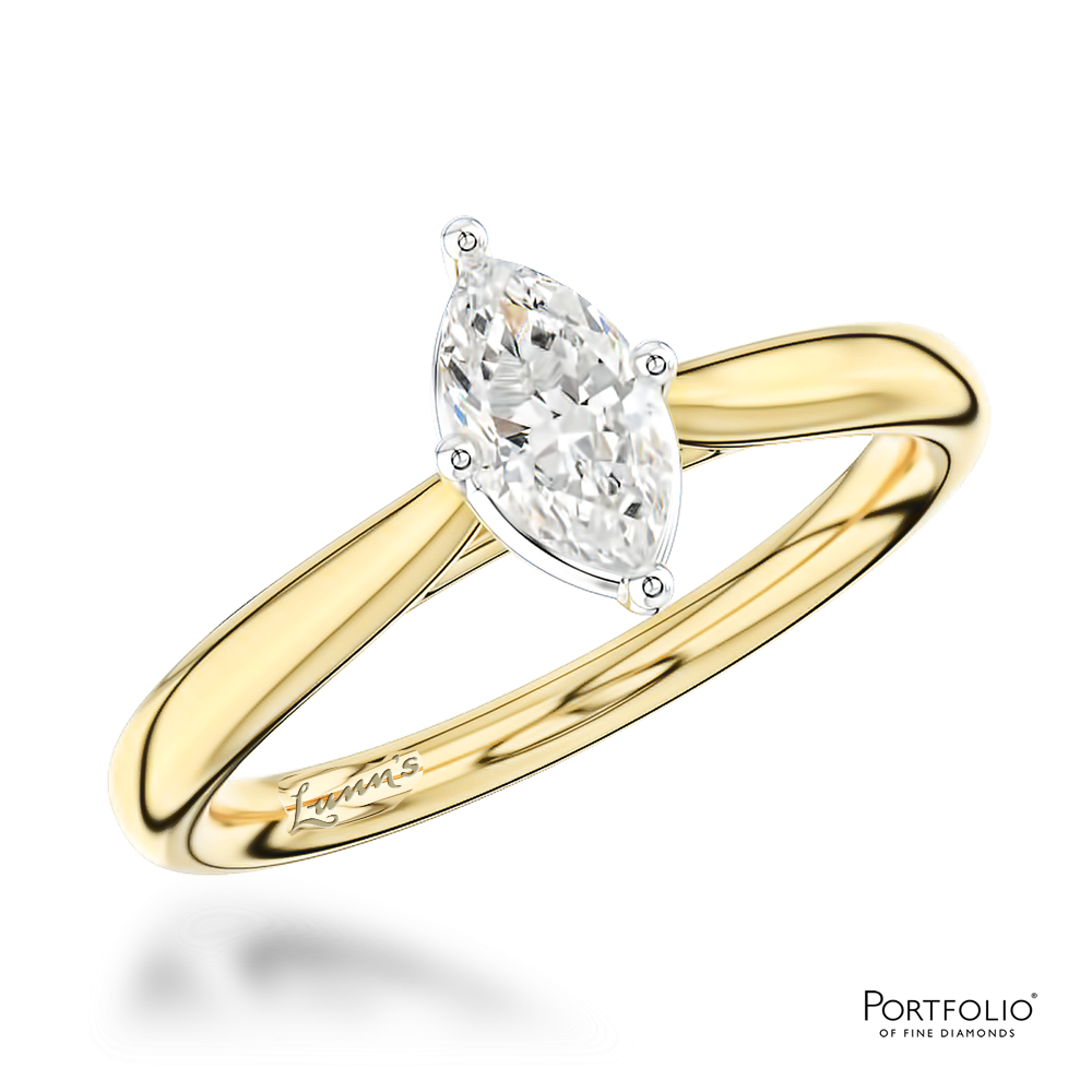 Solitaire 0.51ct F SI1 Diamond Yellow Gold/Platinum Ring