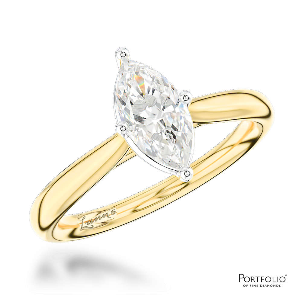 Solitaire 0.90ct D SI1 Diamond Yellow Gold/Platinum Ring