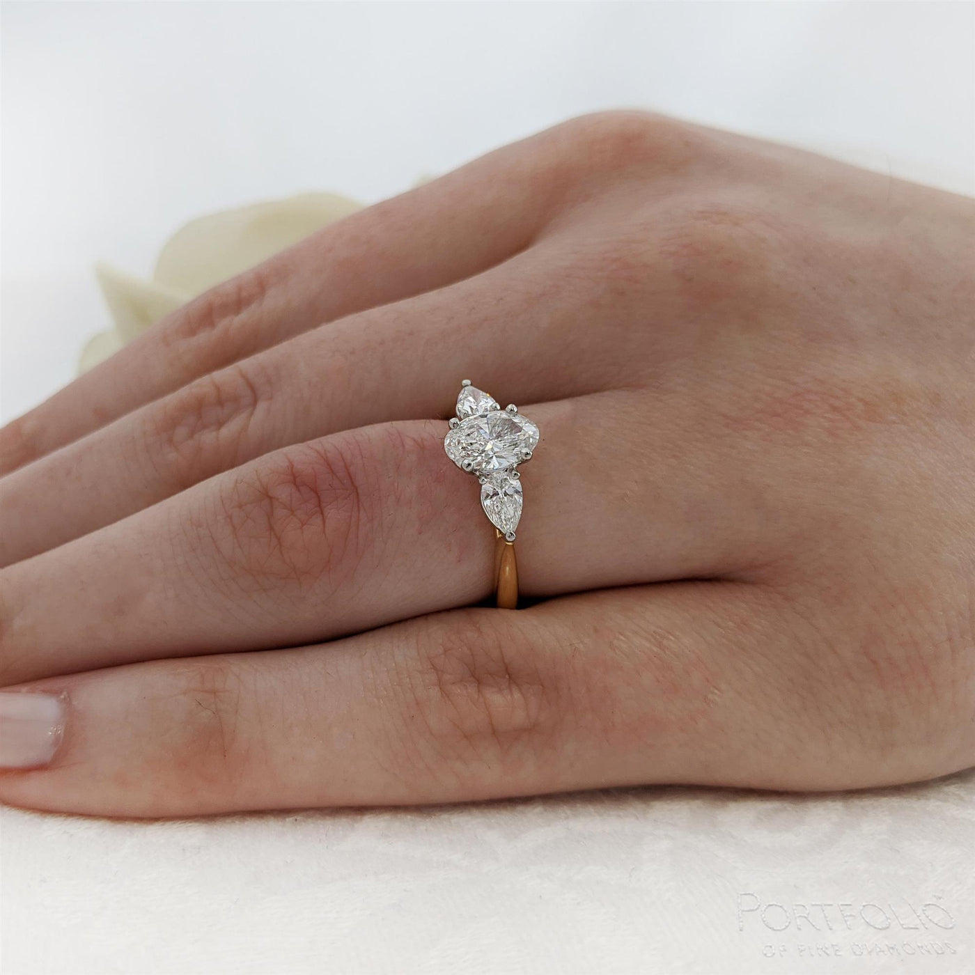 Three Stone 0.70ct D SI1 Diamond Yellow Gold/Platinum Ring