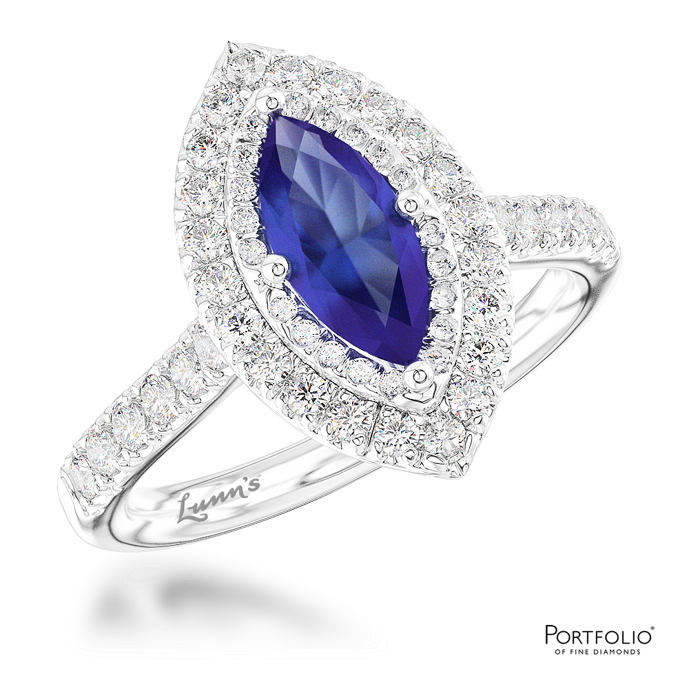 Cluster 0.58ct Sapphire Platinum Ring