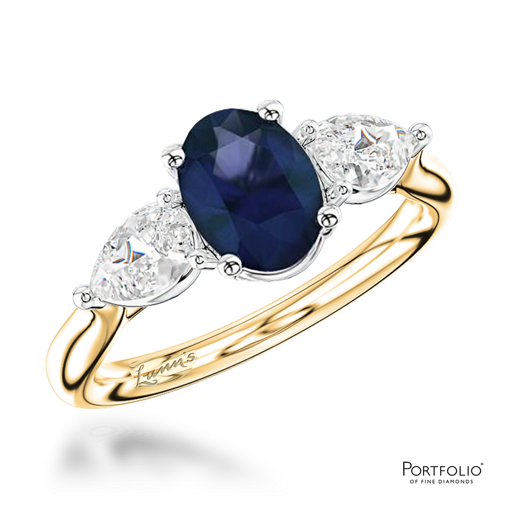 Three Stone 0.80ct Sapphire Yellow Gold/Platinum Ring