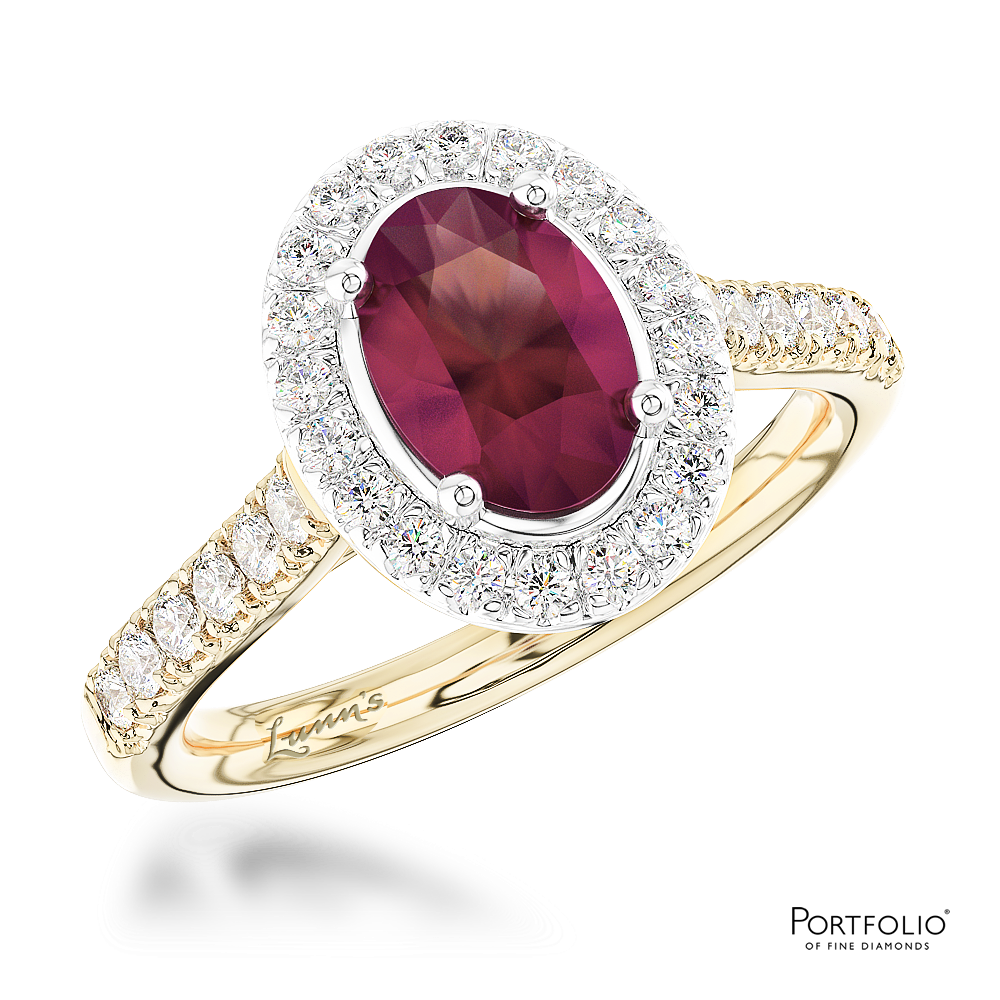 Cluster 0.84ct Ruby Yellow Gold/Platinum Ring