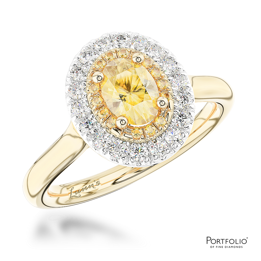 Cluster 0.39ct Fancy Yellow VS2 Yellow Diamond Yellow Gold/Platinum Ring