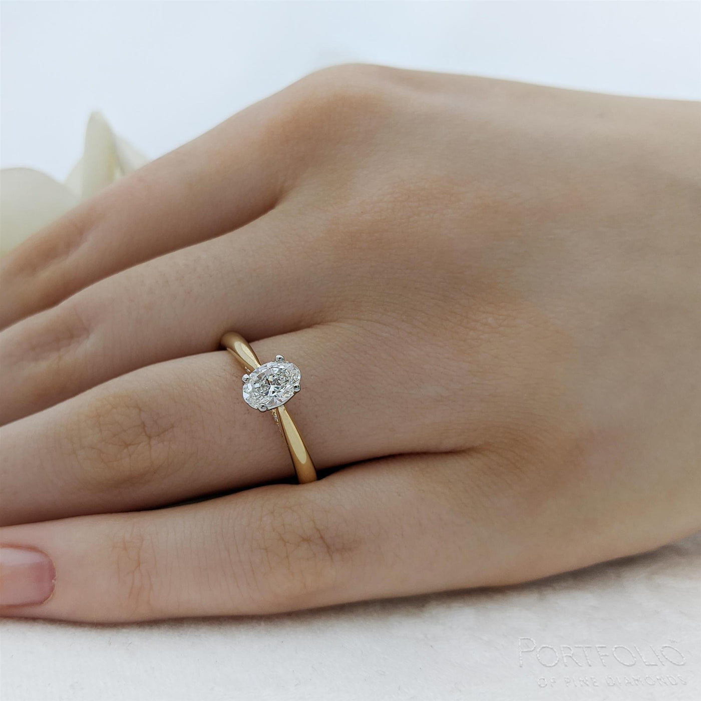 Solitaire 0.52ct E SI1 Diamond Yellow Gold/Platinum Ring
