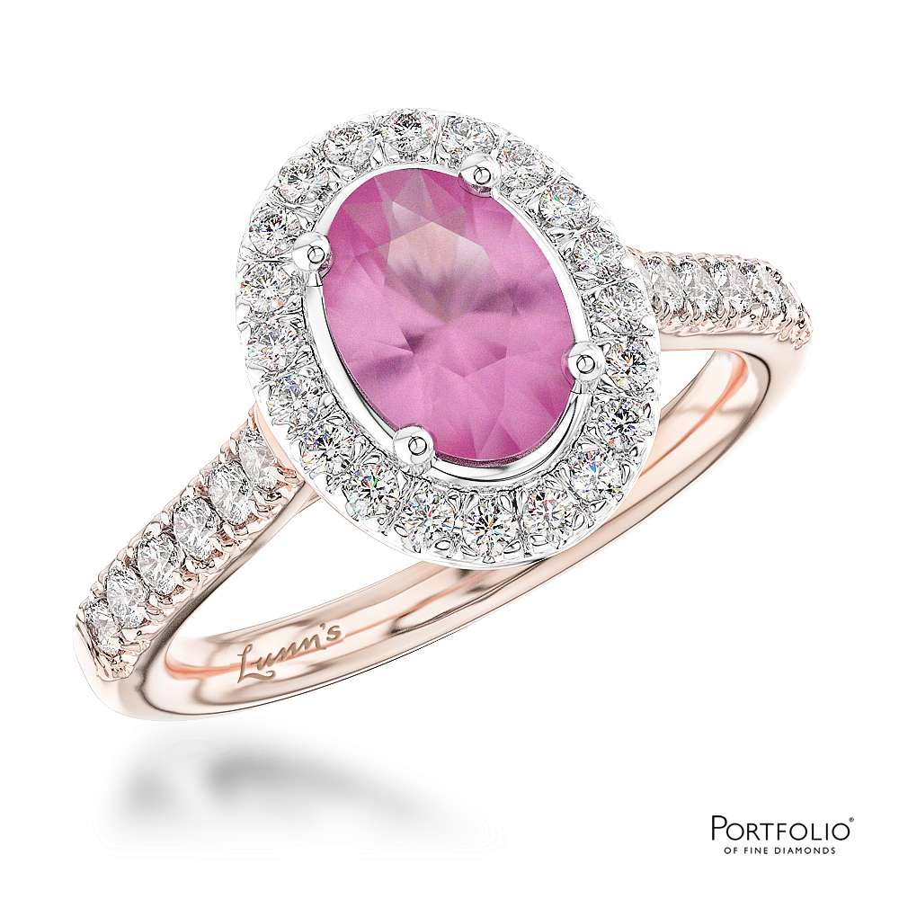 Cluster 0.84ct Pink Sapphire Rose Gold/Platinum Ring