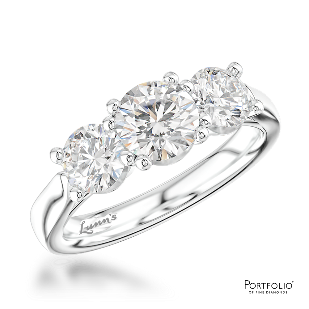 Three Stone 1.50ct F SI1 Diamond Platinum Ring