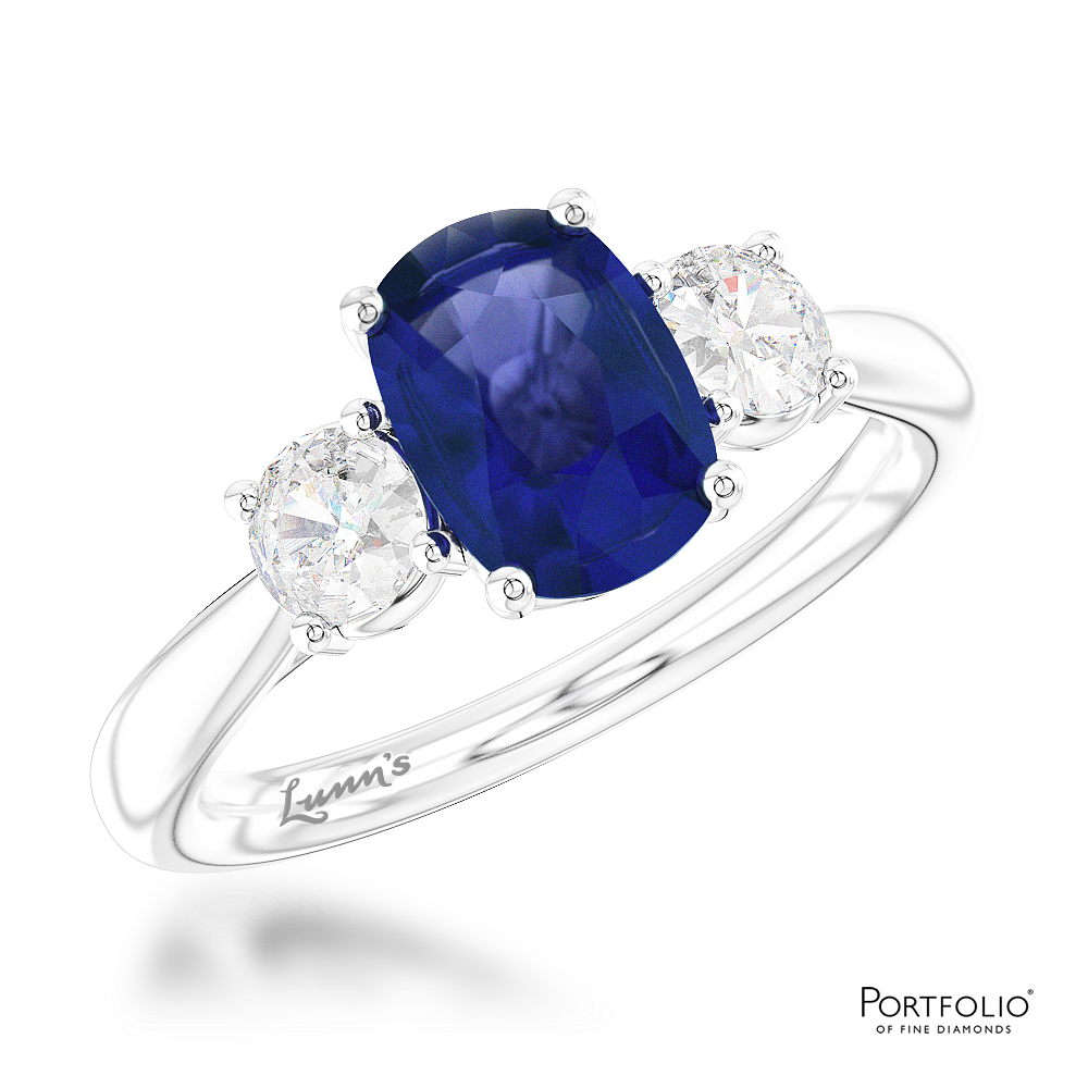 Three Stone 0.86ct Sapphire Platinum Ring