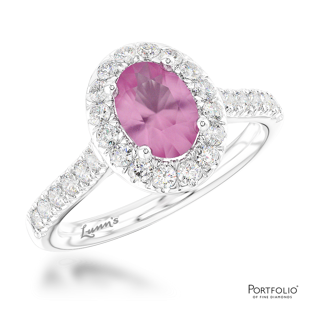 Cluster 0.79ct Pink Sapphire Platinum Ring