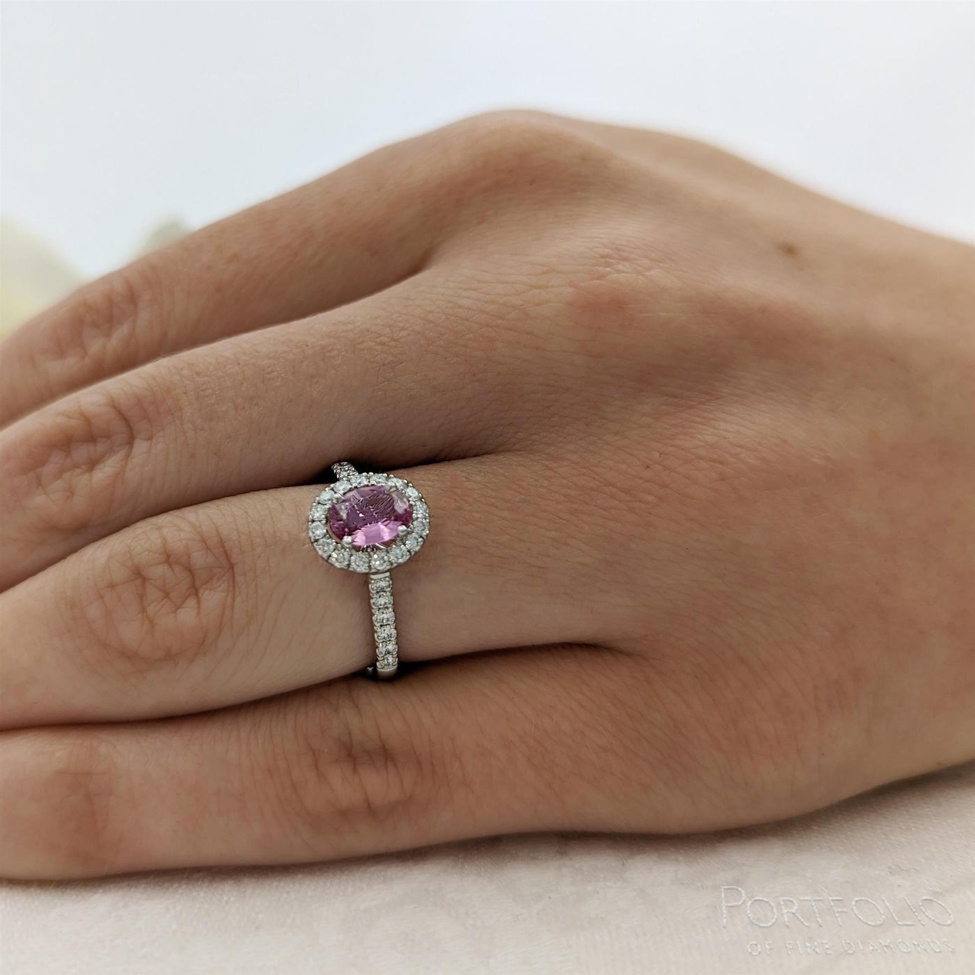 Cluster 0.79ct Pink Sapphire Platinum Ring