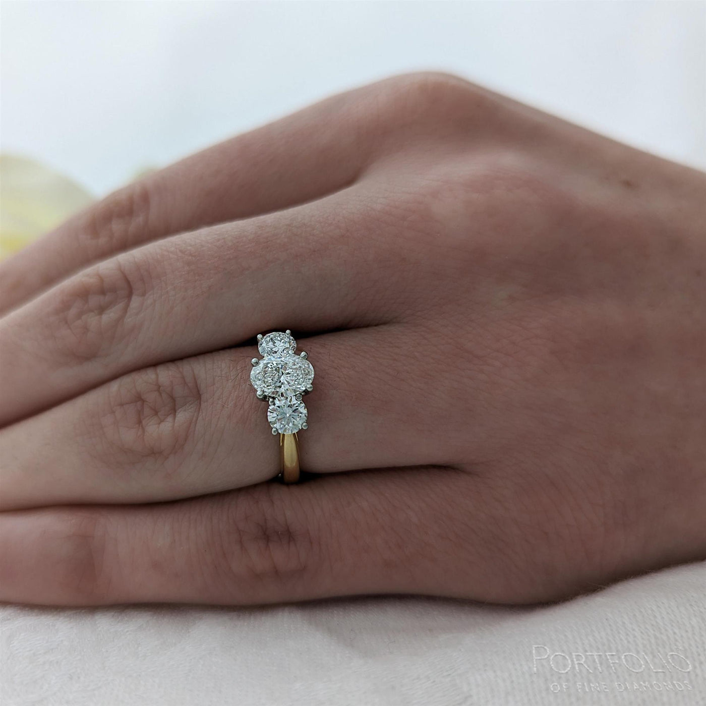 Three Stone 1.03ct G VS2 Diamond Yellow Gold/Platinum Ring