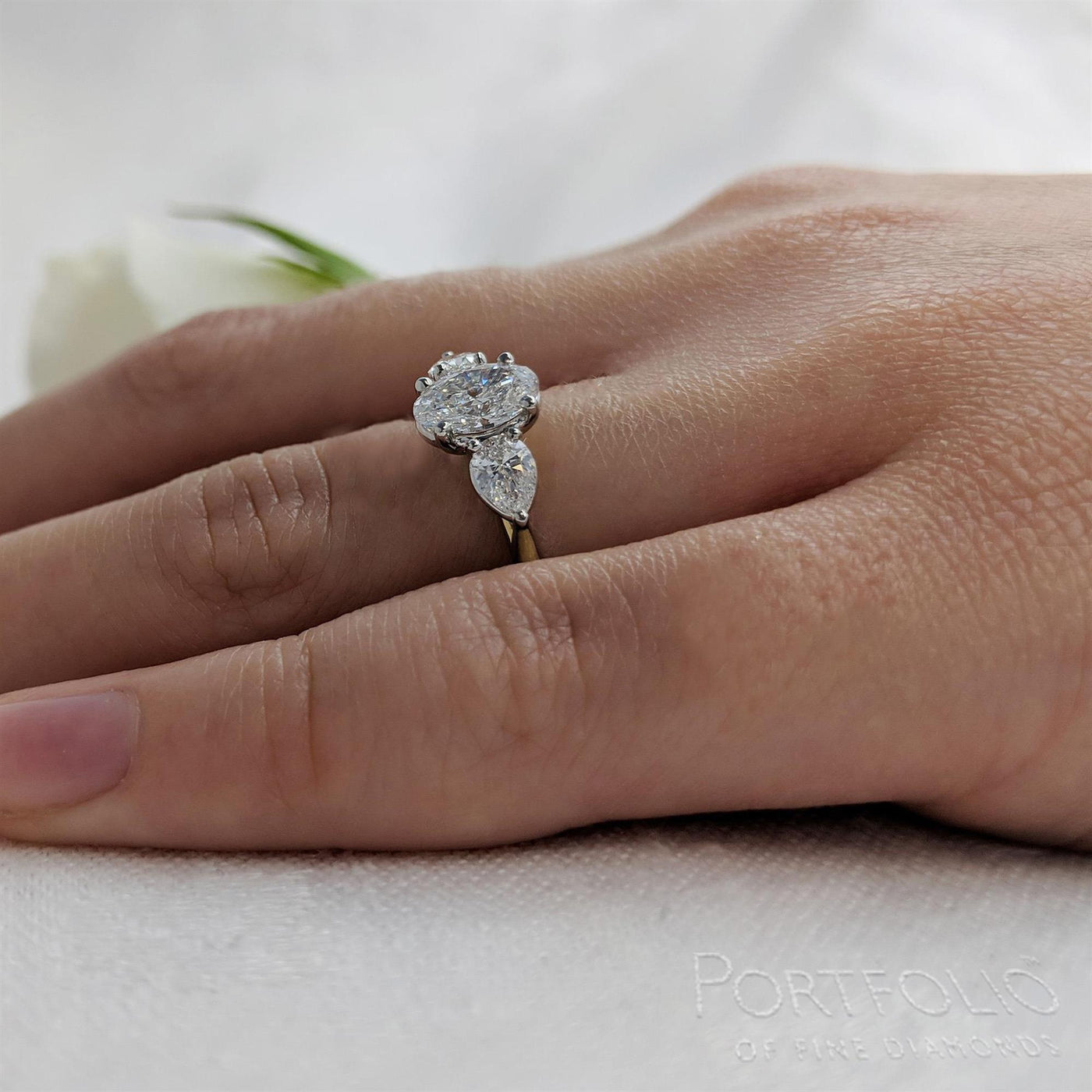 Three Stone 1.01ct E SI1 Diamond Yellow Gold/Platinum Ring