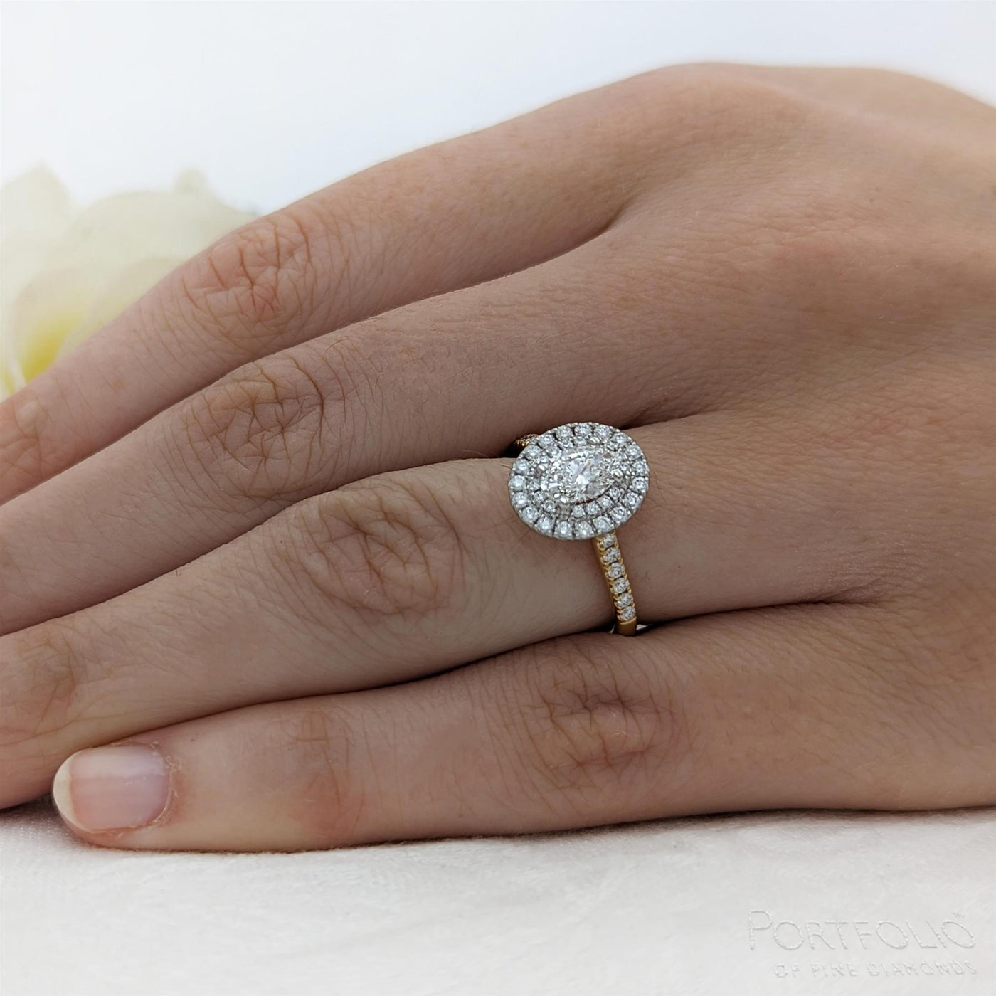 Cluster 0.70ct F SI1 Diamond Yellow Gold/Platinum Ring