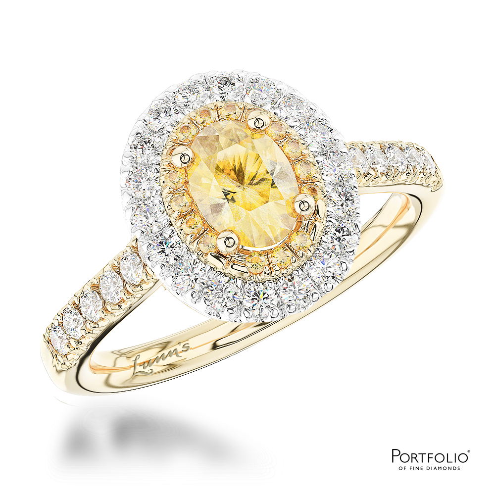 Cluster 0.40ct Fancy Yellow VS1 Yellow Diamond Yellow Gold/Platinum Ring