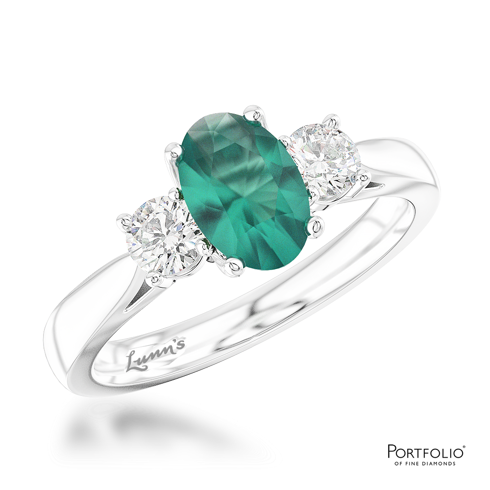 Three Stone 1.27ct Teal Sapphire Platinum Ring