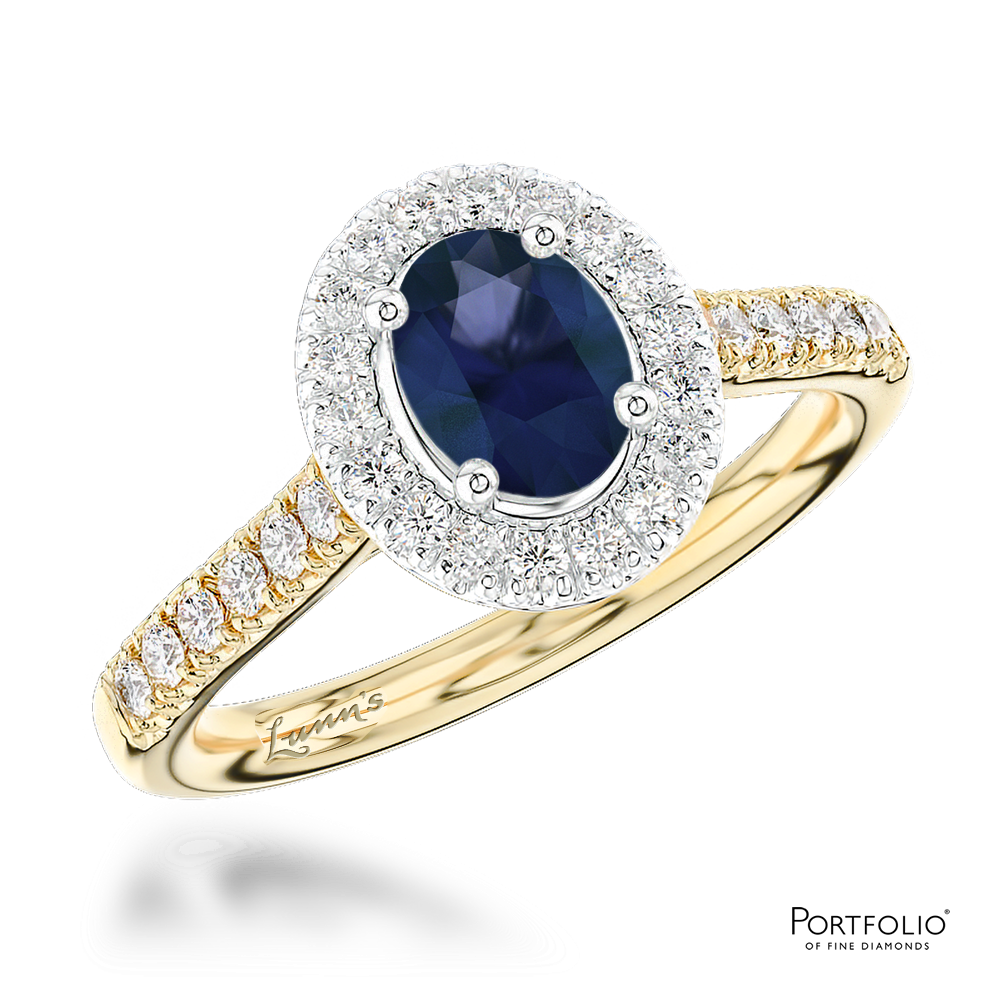 Cluster 0.70ct Sapphire Yellow Gold/Platinum Ring