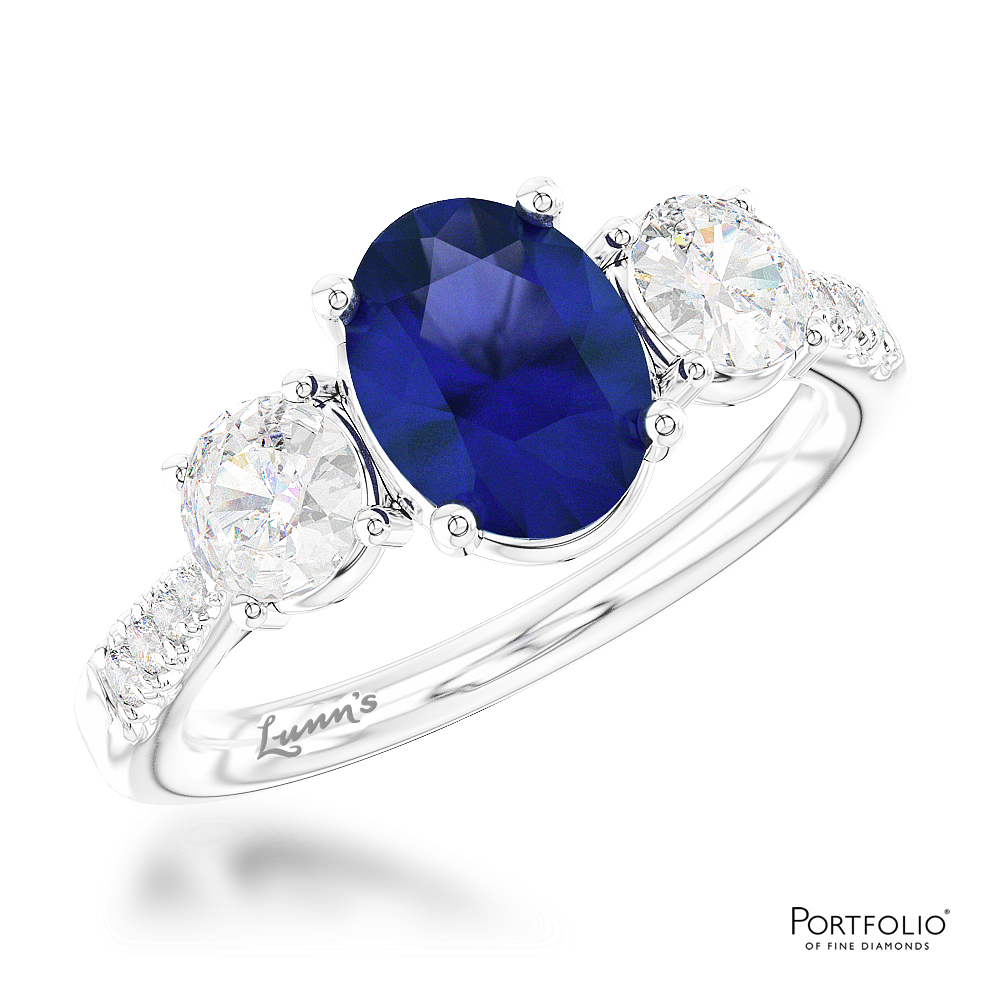 Three Stone 1.29ct Sapphire Platinum Ring