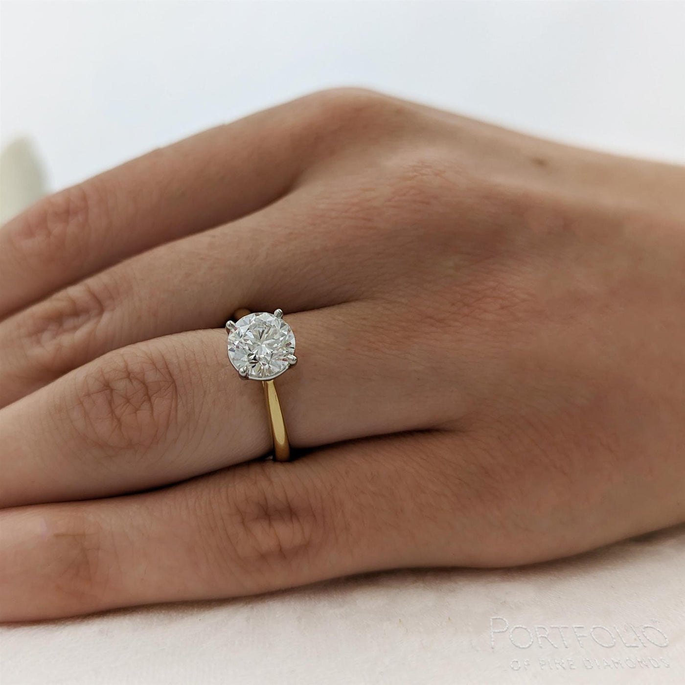 Solitaire 2.01ct F SI2 Diamond Yellow Gold/Platinum Ring