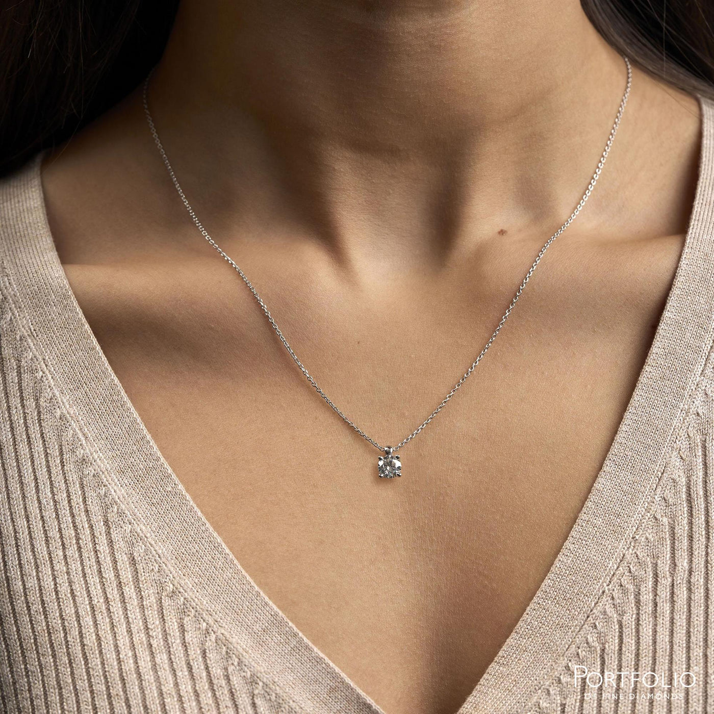 0.74ct D SI1 Diamond Platinum Pendant